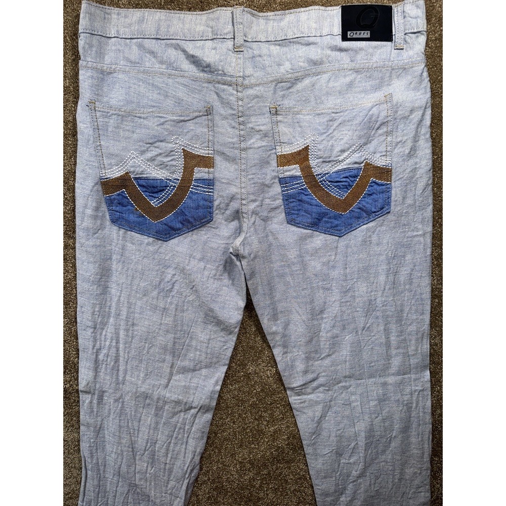 QRUEL Jeans Men's Size 42 x‎ 32. Decorative Pockets Vintage 100% Cotton